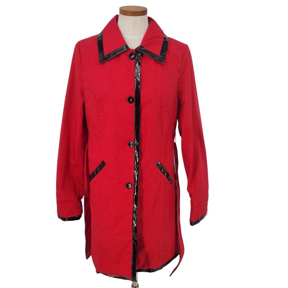 Dennis by Dennis Basso‎ Womens Size Small Water Resistant Trench Coat Red New
